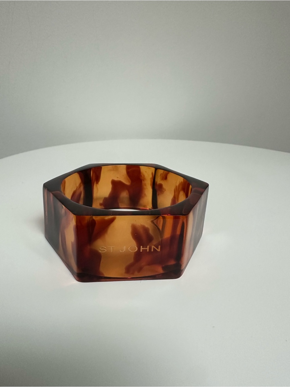 St. John Tortoiseshell Hexagonal Chunky Lucite Bangle Bracelet